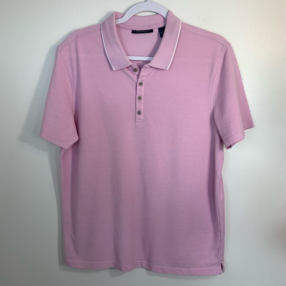 Perry Ellis Golf Pink Polo Shirt Size Large